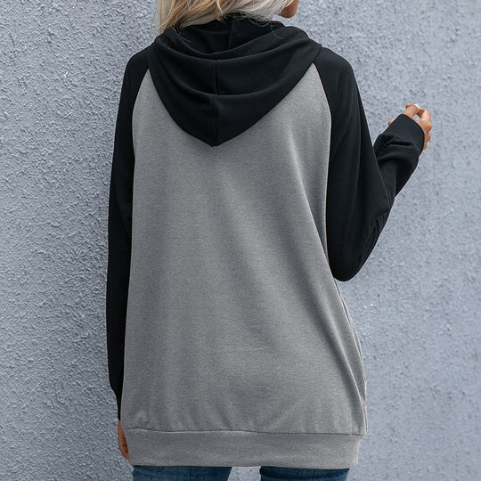 Damen lässiger Kapuzenpullover mit Taschen und sportlichem Raglan-Schnitt R&B