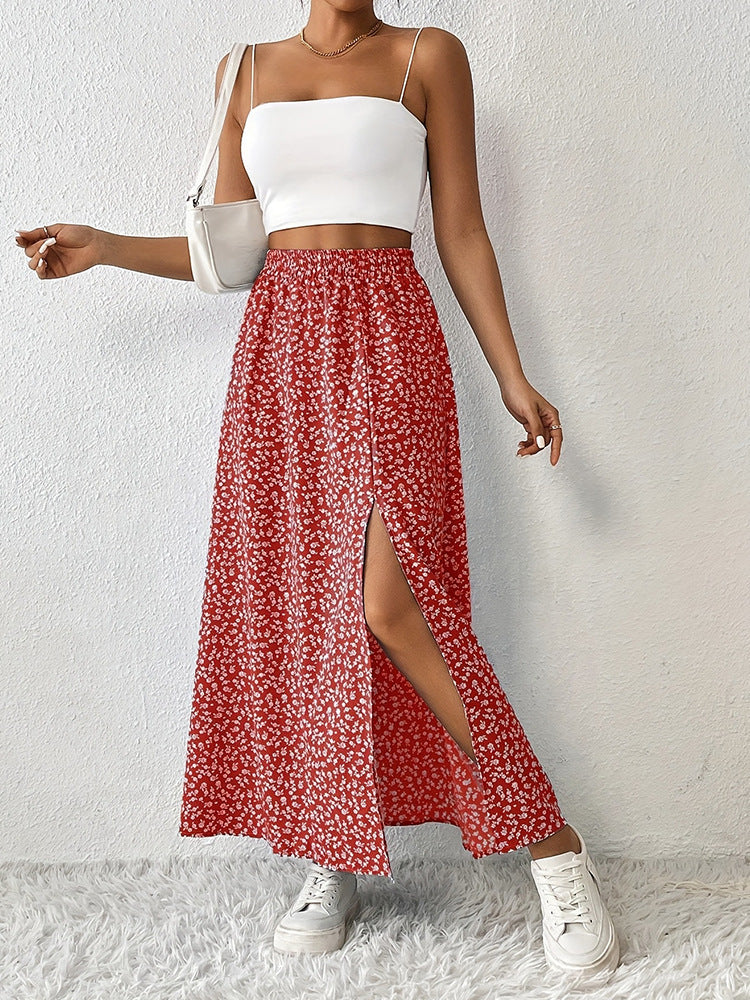 Damen Maxirock mit elegantem Schlitz und floralem Muster R&B