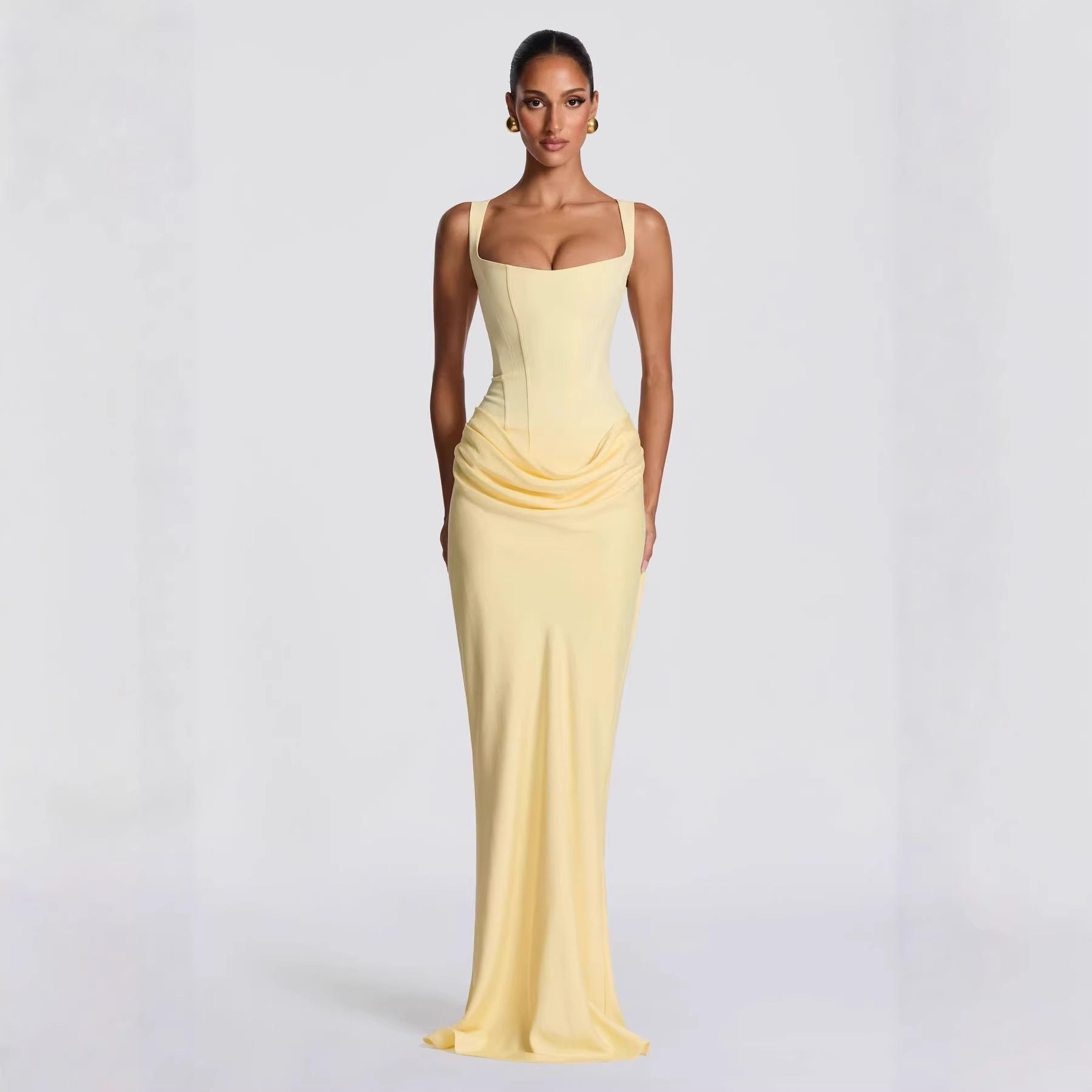 Damen Fließendes Maxi-Kleid mit asymmetrischem Schnitt und raffiniertem Drapé R&B