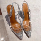 Damen High Heel Schuhe mit transparentem Riemendesign und funkelnden Strassakzenten R&B