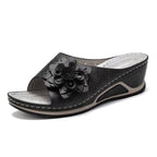 Damen Wedge-Pantoletten mit floraler Applikation R&B