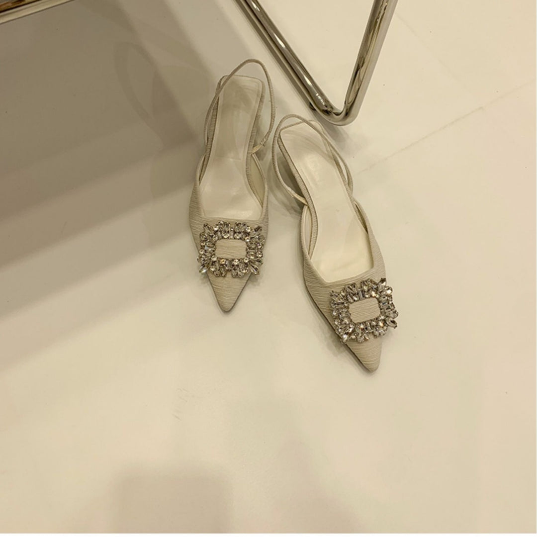 Damen Slingback-Pumps mit glänzenden Zierstein-Applikationen R&B