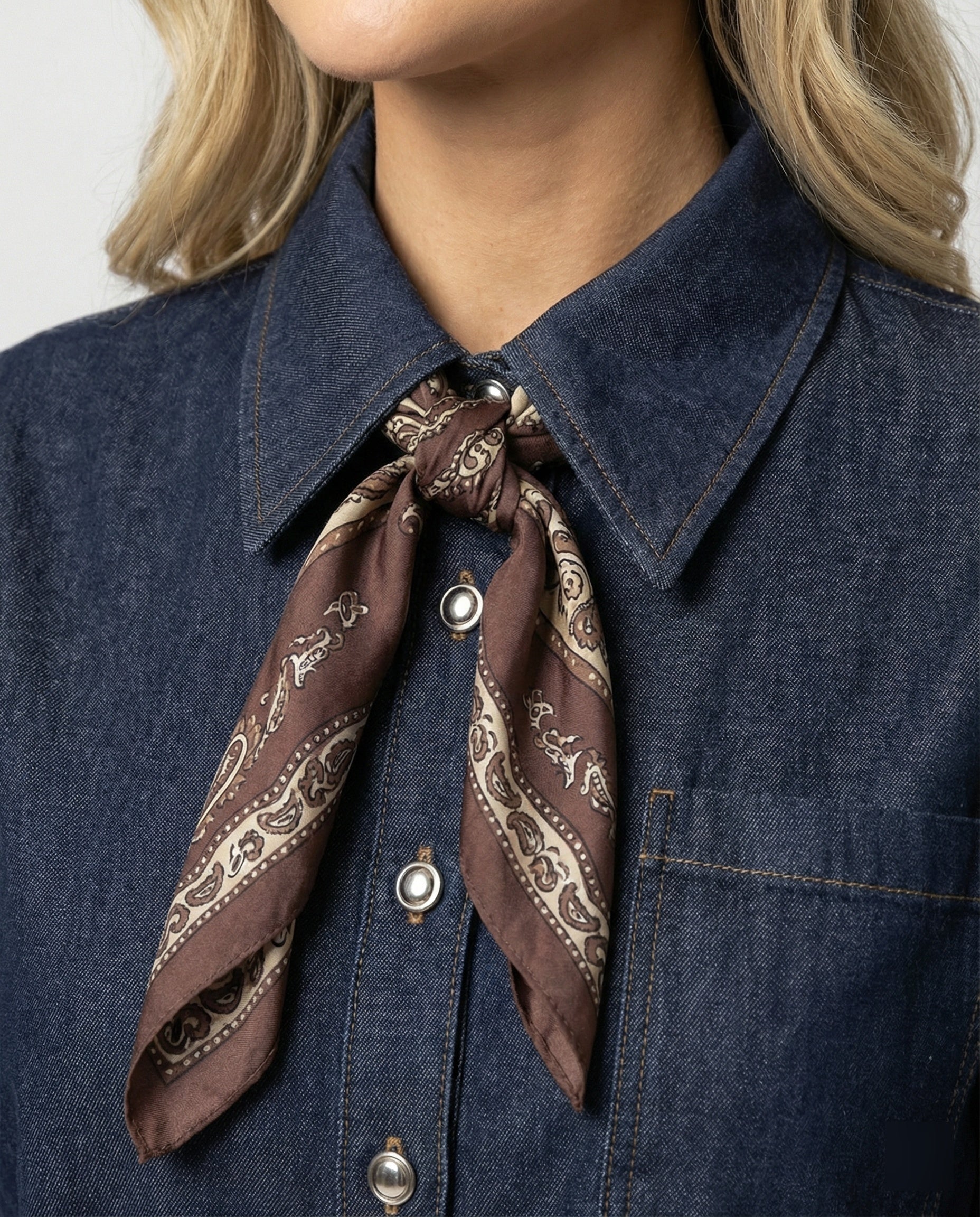 Retro Denim Hemdkleid Minirock mit Rüschen und Taillierung