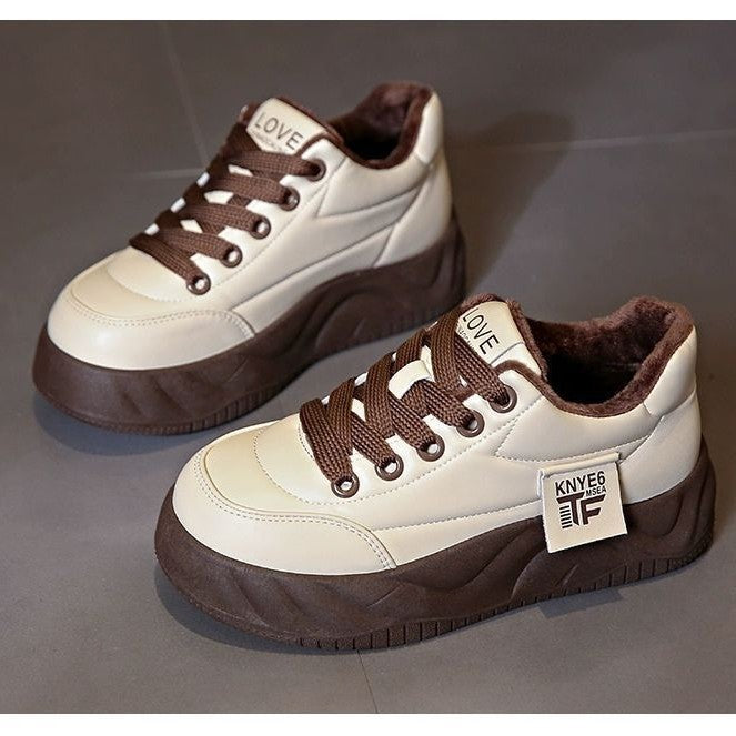 Damen Fleecegefütterte Chunky Sneakers mit rutschfester Sohle und modischem Design