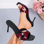 Damen elegante Slingback-Pumps mit glänzenden Riemen R&B