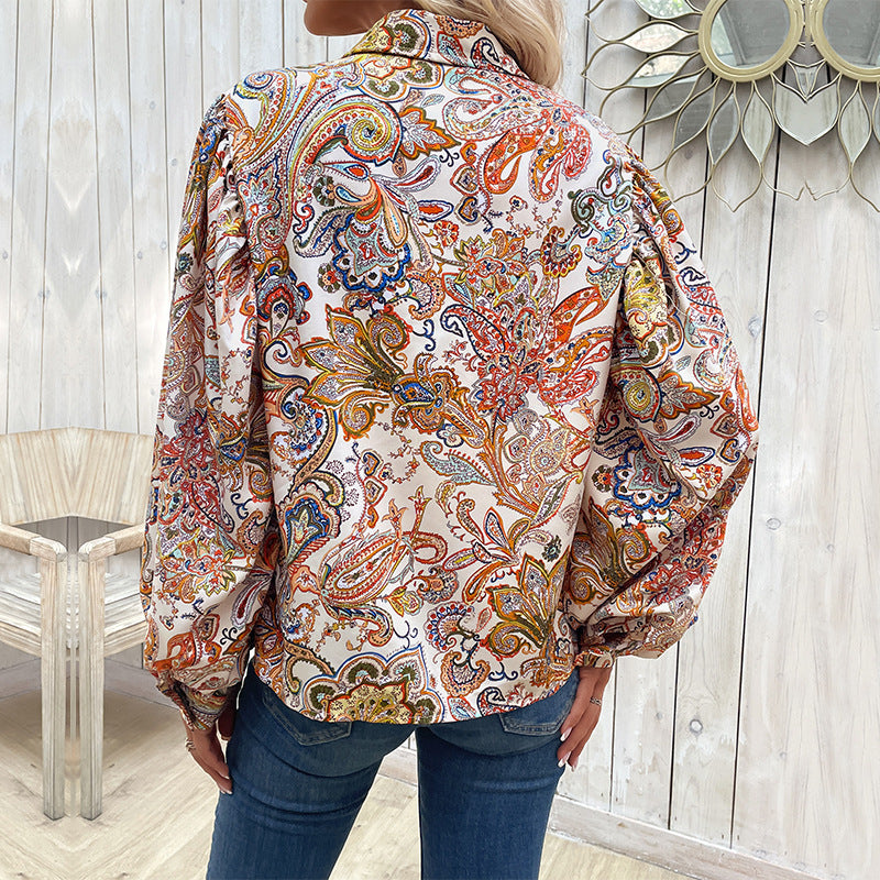 Damen Modische Bluse mit Volants und Paisleymuster R&B