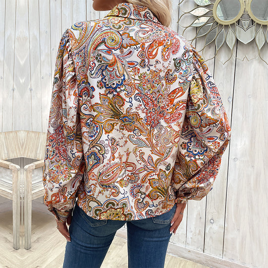 Damen Modische Bluse mit Volants und Paisleymuster R&B