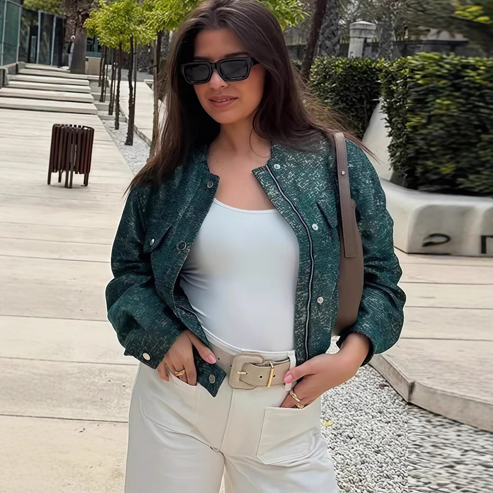 Damen Lässige Oversized-Jacke mit Knopfverschluss R&B