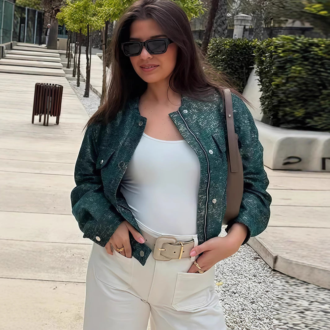 Damen Lässige Oversized-Jacke mit Knopfverschluss R&B