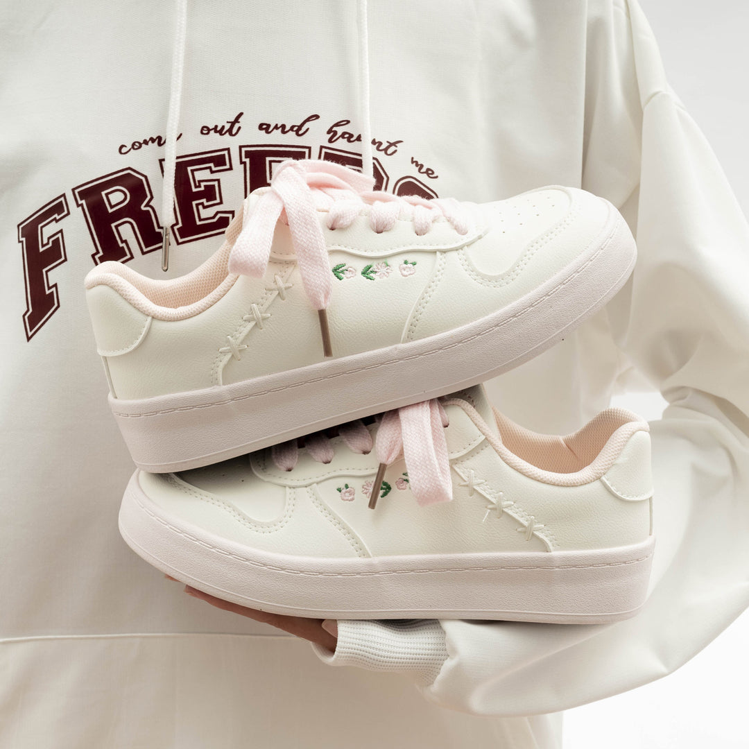 Damen Sneakers mit floralem Stickmuster und bequemer Dämpfung R&B