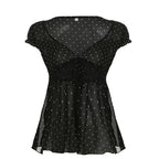 Damen Verspieltes Polka-Dots Blusenshirt mit Rüschendetails R&B
