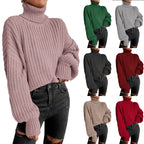 Damen Strickpullover mit hohem Kragen und komfortablem Schnitt R&B