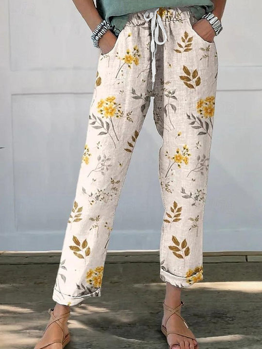 Damen Blumenmuster Freizeithose R&B
