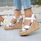Damen Wedge-Sandalen mit verstellbaren Riemen und rutschfester Korksohle R&B
