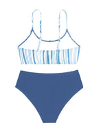 Damen Badeanzug-Set mit stilvollem gestreiften Oberteil und hoch tailliertem Slip