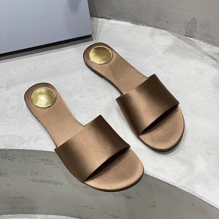 Damen Modische Zehentrenner-Sandalen mit eleganten Goldakzenten R&B