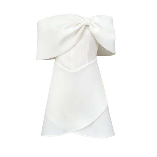 Damen Off-Shoulder Minikleid mit Schleifen-Detail R&B