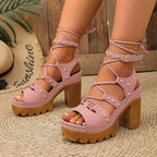 Damen Plateau-Sandalen mit rutschfester Sohle und modischem Riemendesign