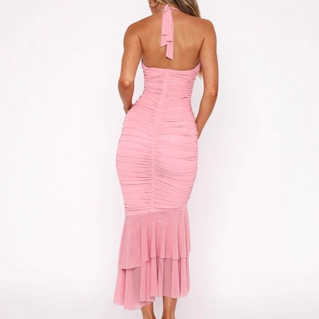 Damen Elegantes figurbetontes Maxikleid mit Rüschensaum R&B