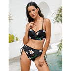 Damen Triangel-Bikini mit floralem Push-Up-Oberteil und flexibel verstellbarem Slip R&B