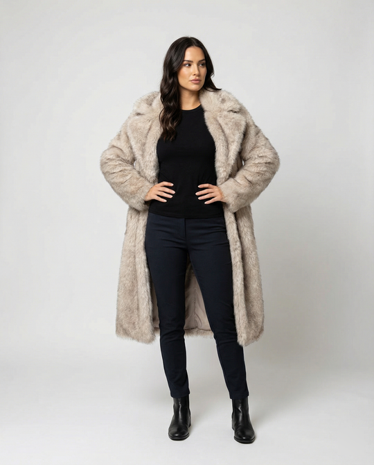 Damen luxuriöser kunstfellmantel im großzügigen Design R&B