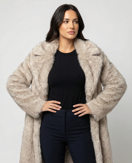 Damen luxuriöser kunstfellmantel im großzügigen Design R&B
