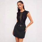 Damen Elegantes Spitzenbody mit tiefem V-Ausschnitt und zarten Rüschendetails R&B
