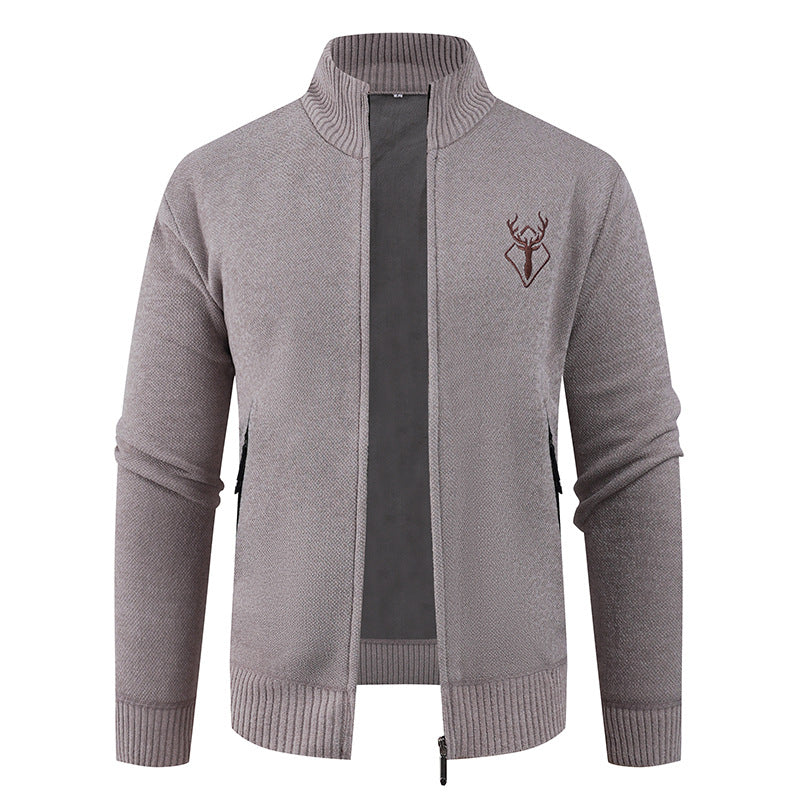 Herren Strickjacke mit hohem Kragen und praktischen Reißverschlusstaschen R&B