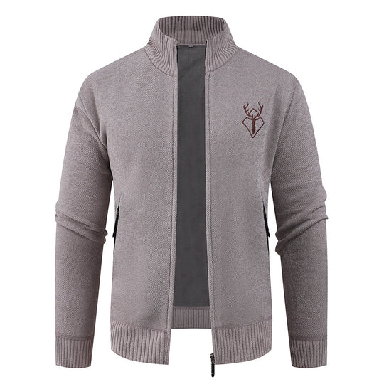 Herren Strickjacke mit hohem Kragen und praktischen Reißverschlusstaschen R&B