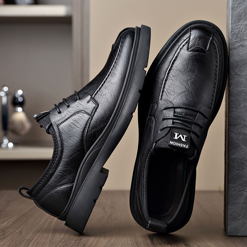 Herren Bequeme Leder Schnürschuhe mit rutschfester Sohle R&B