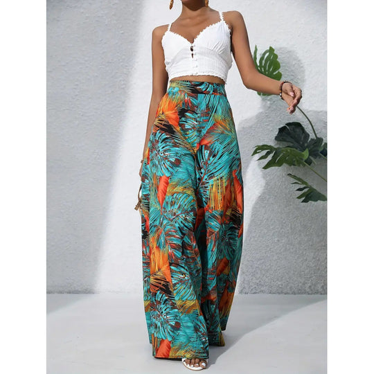 Damen Weit geschnittene Sommerhose mit floralem Muster R&B