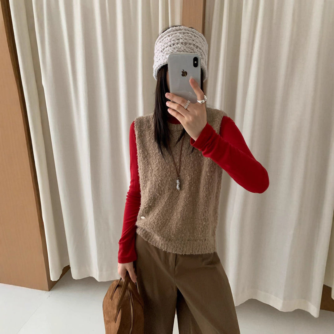 Damen Strickweste mit weichem, flauschigem Material und modernem Schnitt R&B