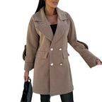 Damen Eleganter Oversized-Blazer mit doppelter Knopfleiste und praktischen Taschen R&B