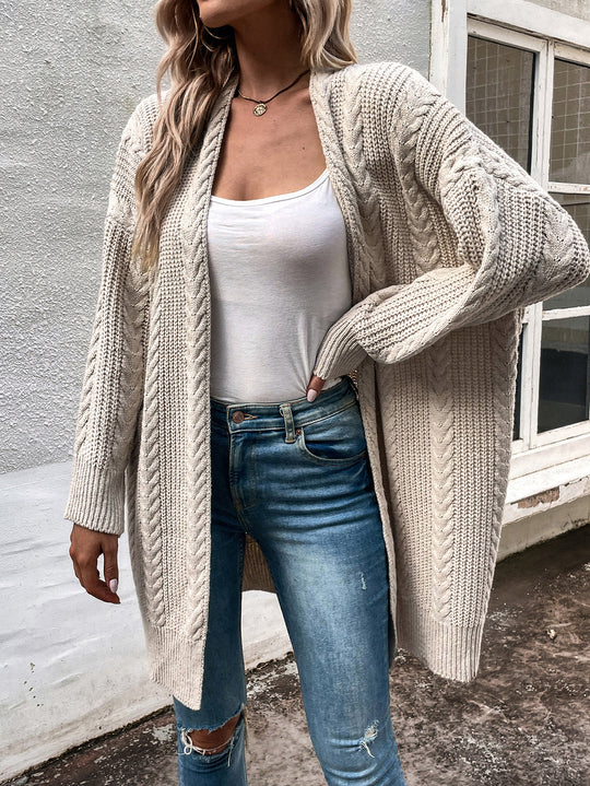 Damen Grobstrick Cardigan mit weitem Schnitt und strukturierter Optik R&B