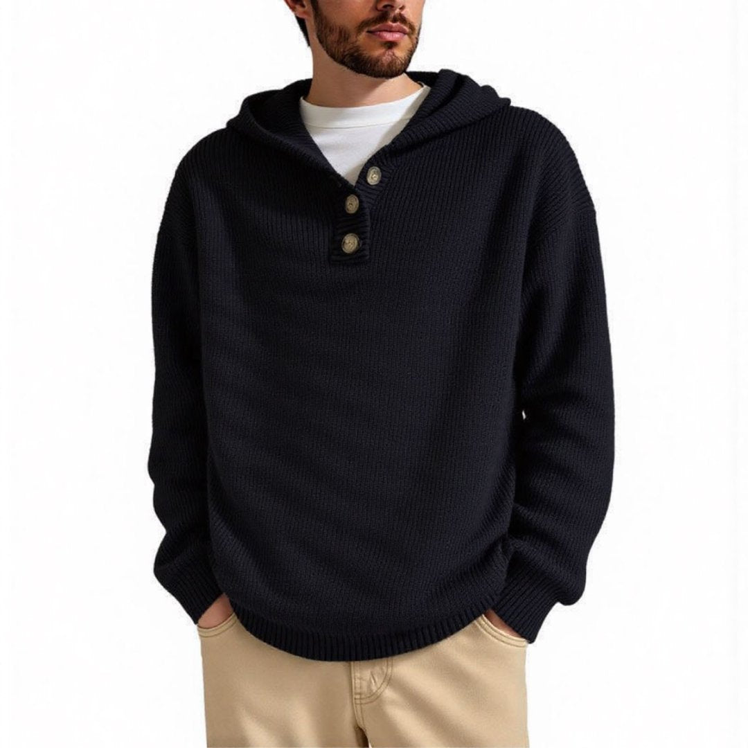 Herren Kapuzenpullover mit strukturiertem Zopfmuster R&B