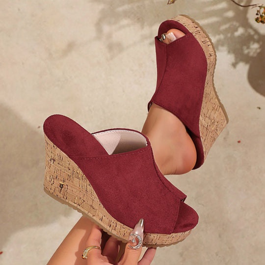Damen Wedge-Pantoletten mit elegantem Korkdetail R&B