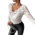 Damen Spitzenbodysuit mit romantischen Details und enganliegendem Schnitt R&B