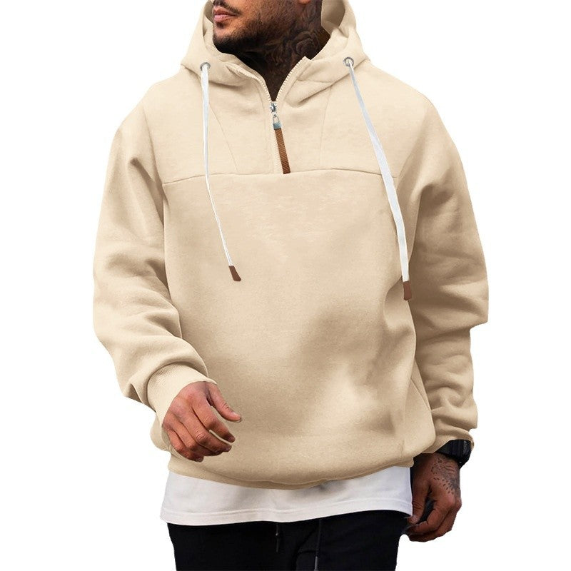 Herren lässiger Kapuzenpullover mit hochwertigem Reißverschluss und strukturiertem Stoff R&B