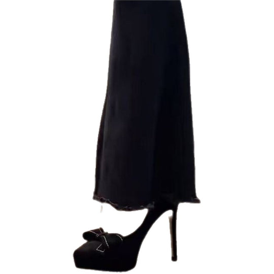 Damen elegante High Heel Plateau-Pumps mit Riemen und Schleifenapplikation R&B