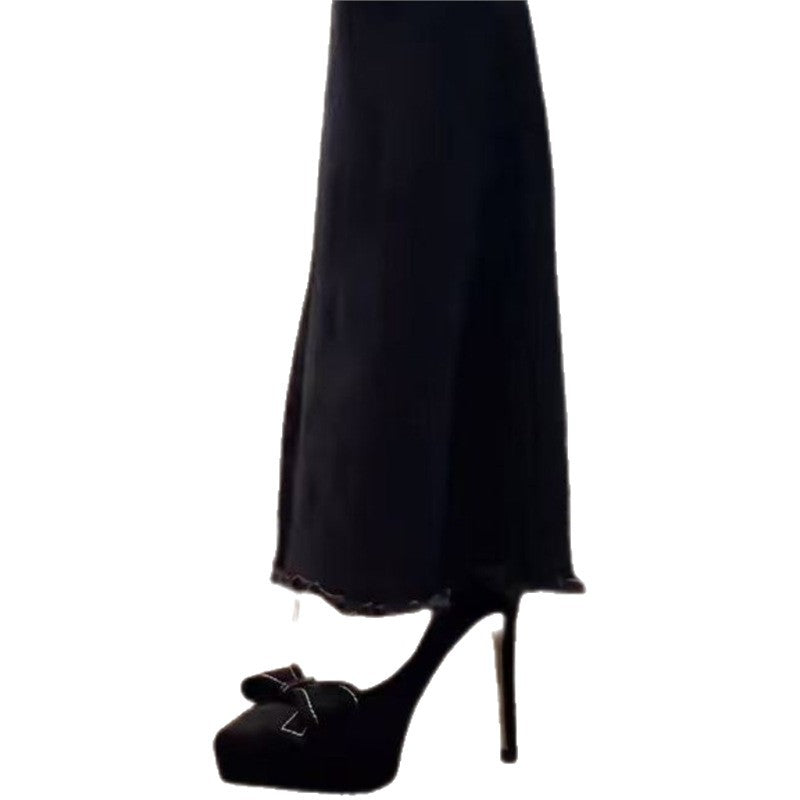 Damen elegante High Heel Plateau-Pumps mit Riemen und Schleifenapplikation R&B