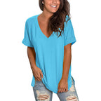 Damen Freizeit V-Ausschnitt T-Shirt R&B