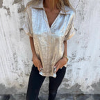 Damen Satinbluse mit modischem Kragen und elegantem Schnitt