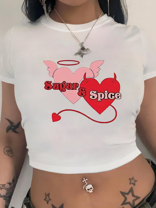 Damen Crop-T-Shirt mit fröhlichem Kirschmotiv R&B