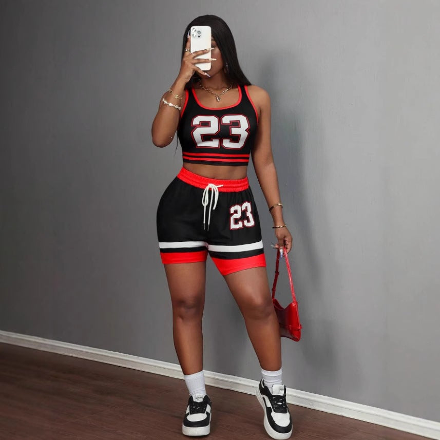 Damen Sportliches Freizeit-Outfit mit Crop-Top und Shorts R&B