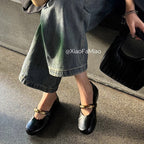 Damen Ballerina-Schuhe mit modischer Schnallenverzierung und pantentlicher Passform R&B