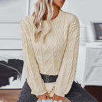 Damen Grobstrickpullover mit strukturiertem Zopfmuster