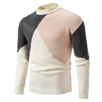 Herren modischer Rollkragenpullover mit grafischem Farbblockdesign R&B