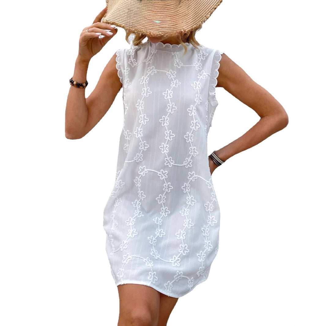Damen trendiges Sommerkleid mit floralem Stickdesign R&B