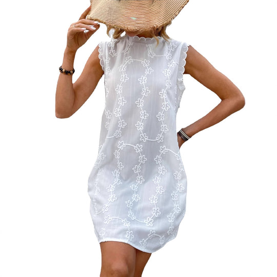 Damen trendiges Sommerkleid mit floralem Stickdesign R&B