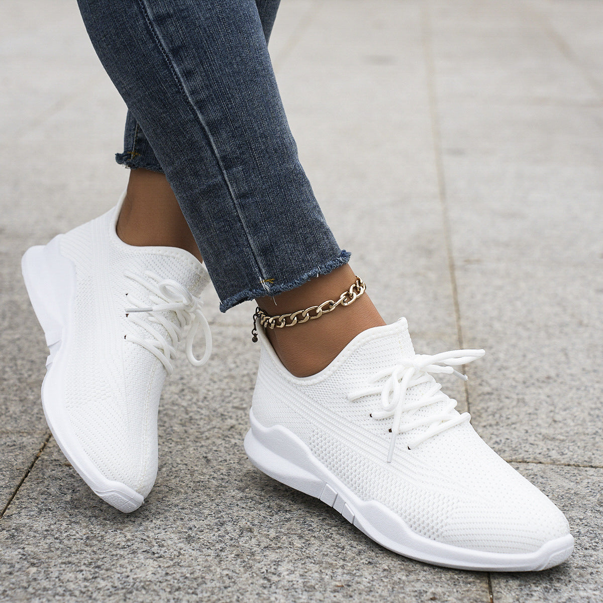 Damen Leichte Sneakers mit atmungsaktivem Obermaterial und elastischer Schnürung R&B